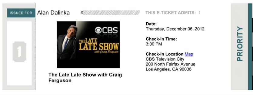 Craig Ferguson Show Ticket